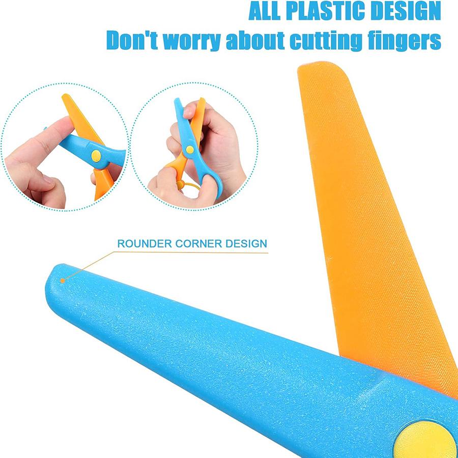 6-12pcs Color Safety Scissors Plastic Anti-Pinch Craft Scissors Office Paper Cuttings Matching Scissors Paper Cutting Tools