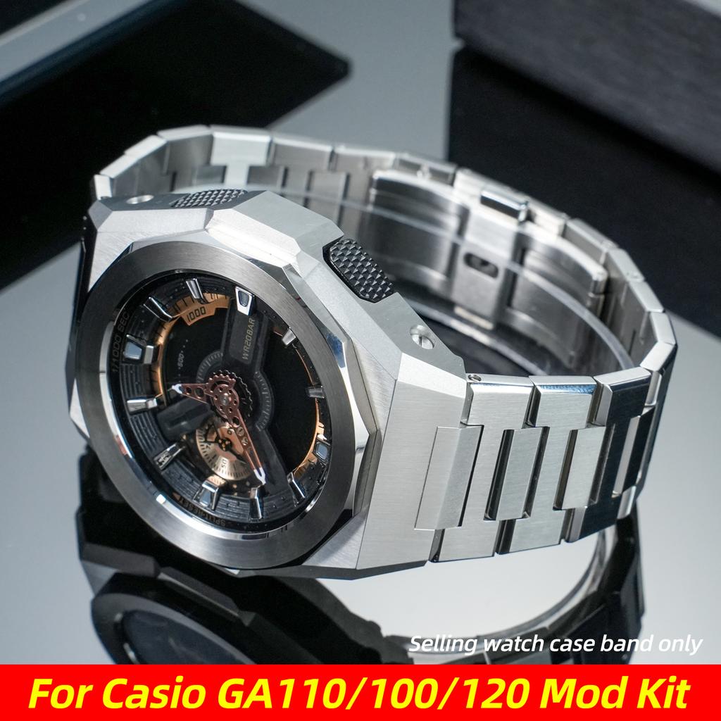 GA110 Kit di Modifica Cinturino Orologio Cassa Per Casio G-SHOCK GA-110 GA-120 GA100 Cassa Modificata in Acciaio Inossidabile Cinturino in Gomma set strumenti