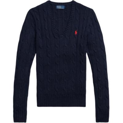 Polo Ralph Lauren Einfarbiger V-Ausschnitt Langarm Strickpullover Damen Oberteile 211971870-004