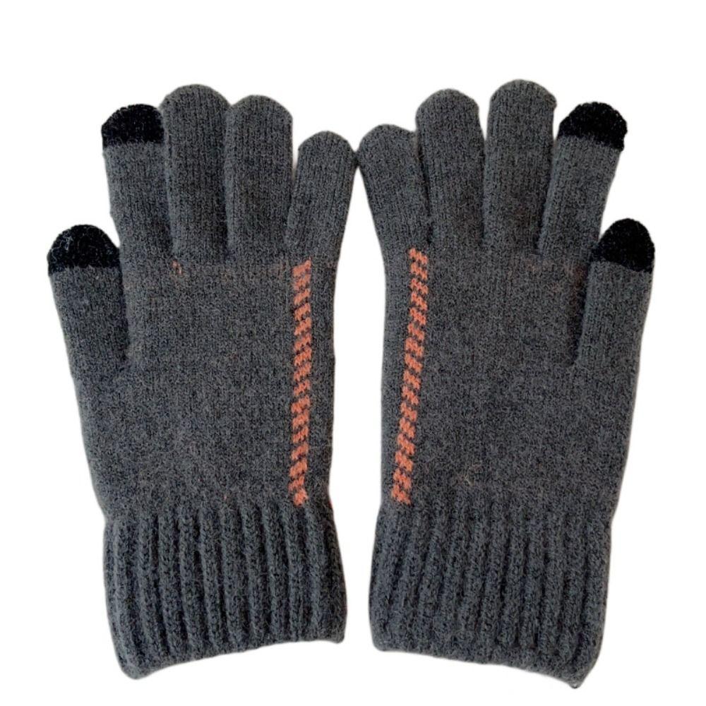 Touchscreen Knitted Woolen Gloves Solid Color Full Finger Gloves Soft Men Knitted Gloves  Male