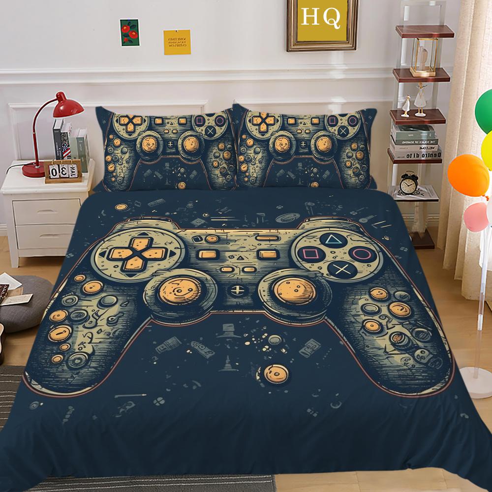 Männer Kühlen Bett Sets Spiel Griff Gedruckt Bettwäsche Abdeckung Anzug Polyester Kissen König Größe Bettdecke Luxus Hause Bettwäsche