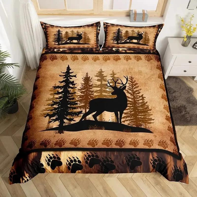 Deer Skull Rose Flowers And Feathers Duvet Cover Set Boho Dreamcatcher Bedding Sets With Floral Skull Head Comforter Cover Set