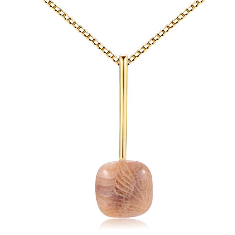 S925 Sterling Silver Cherry Blossom Agate Pendant Necklace - Simple Everyday Clavicle Chain S925 Silver
