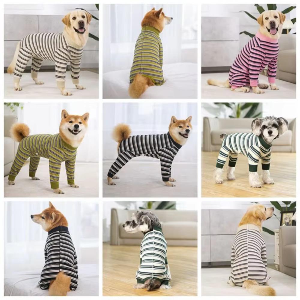 Fashionable Pet Dog Clothes Polyester Dog Pajamas Durable Puppy Stripes Jumpsuits  Summer