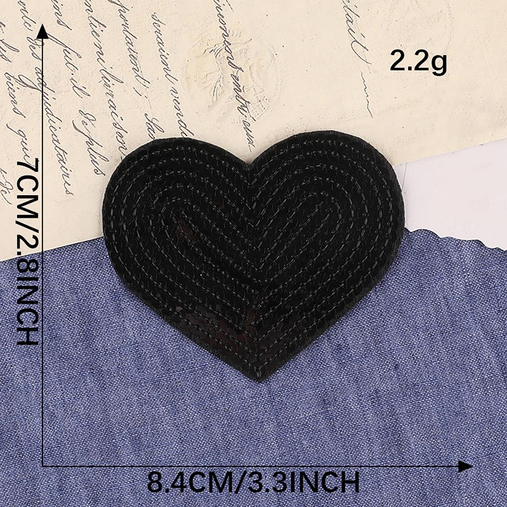 10 Pcs Heart Shape Iron On Patches Sewing On Applique Embroidered Heart Patches Sequins Patches for Clothes Bag Coats