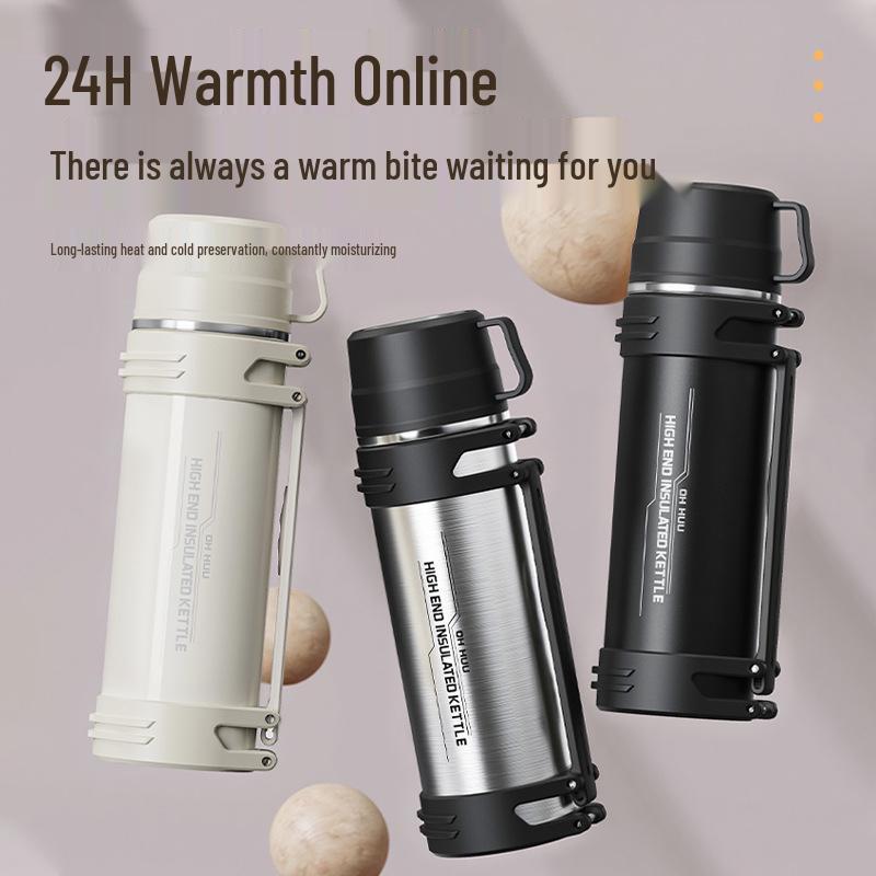 New Large Capacity 316 Stainless Steel Travel Thermos with Steel Lid - Outdoor & Car Water Bottle Cup