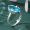 Elegant Inlay Sea Blue CZ Women's Ring CopperColor Daily Wear Party Jewelry Anniversary Gift