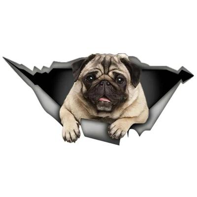 13cm Pug Dog Custom Stickers On Motorcycle Exterior Parts Sticker for Car Products PVC Stylish, Sunscreen and Waterproof Cute,