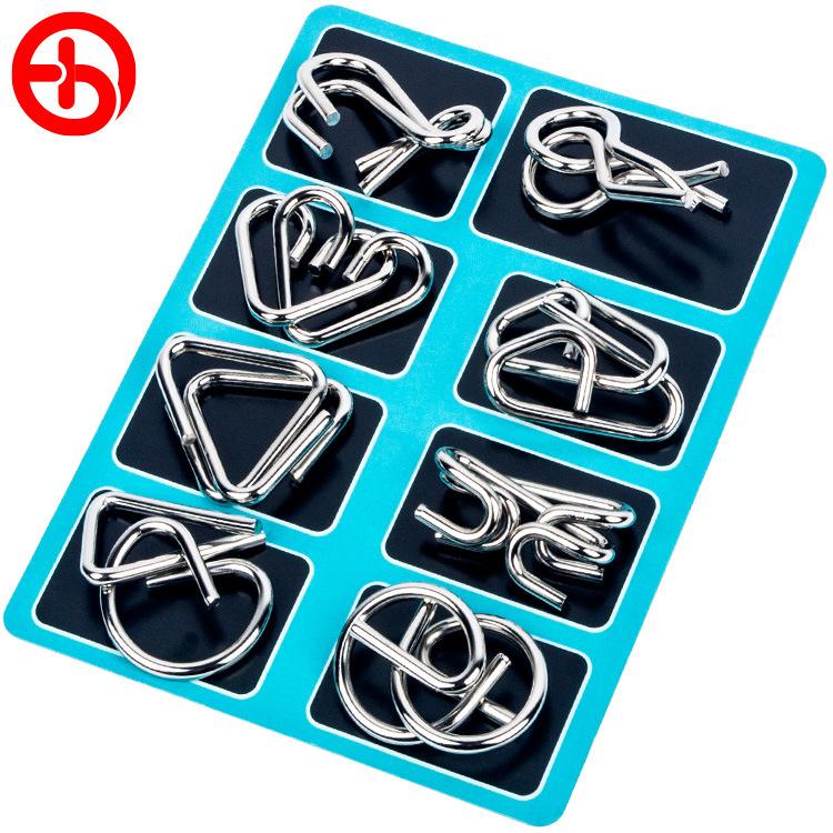 8 st/set Material Metall Montessori Pussel Wire IQ Mind Brain Teaser Pussel Anti-stress leksak