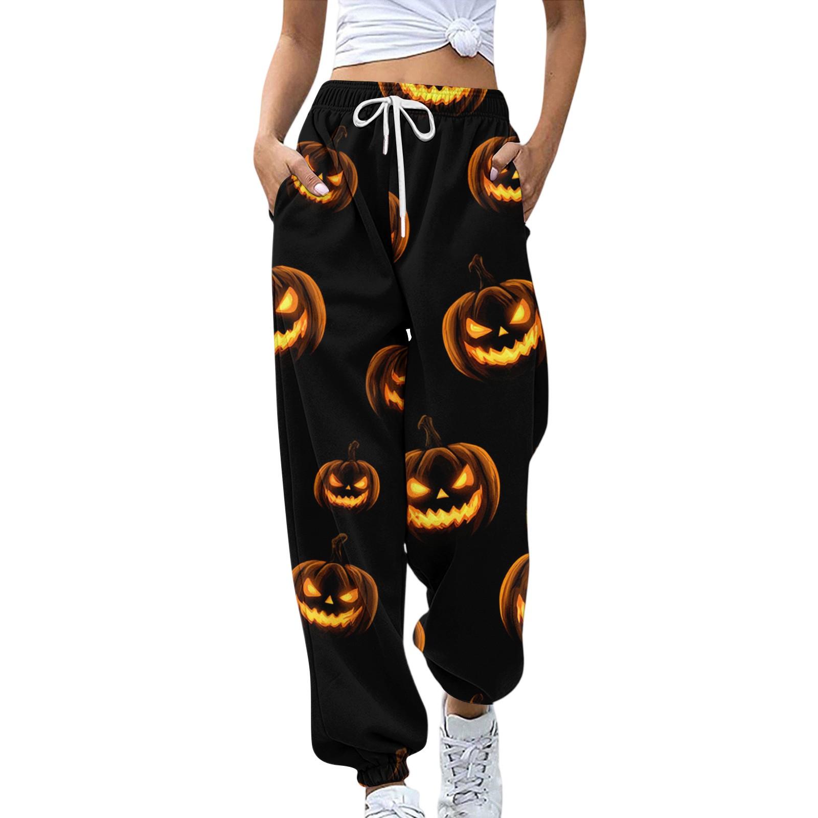 

Женские спортивные штаны Эластичный пояс Кулиска Повседневные брюки Принт на Хэллоуин Брюки с карманами L