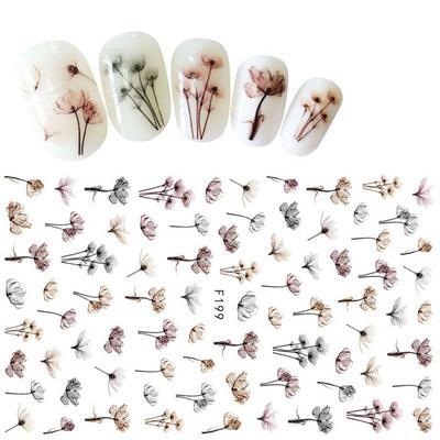 1 Sheet Flowers 3D Nail Art Stickers Manicure Water Transfer Decals