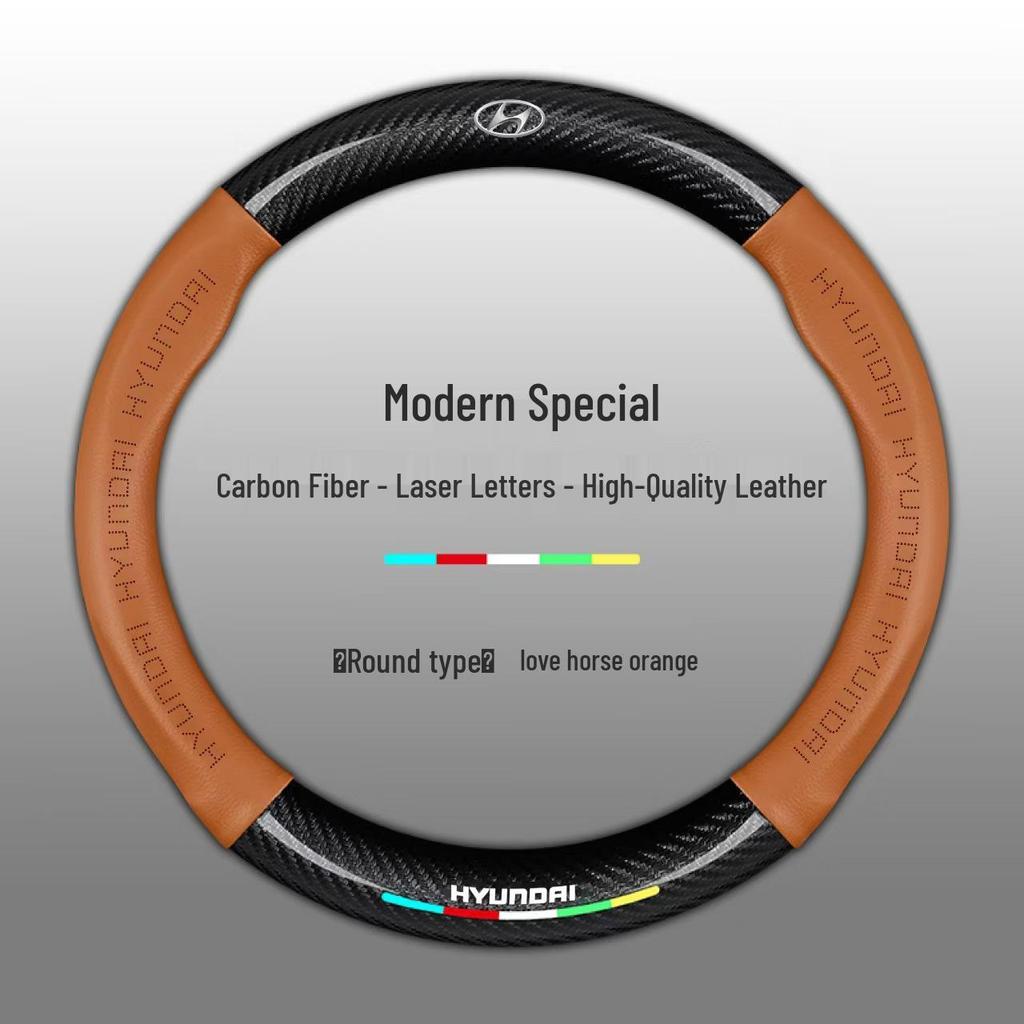 Modern Genuine Leather Steering Wheel Cover for Elantra, Santa Fe, Ix25, Yue Dong, Ix35, Yuelan, Tusheng, Reina
