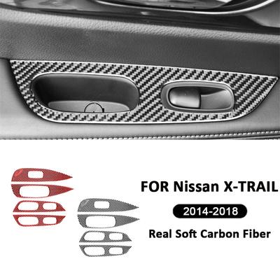 Kohlefaser SUV Auto Tür Armlehne Fensterheber Bedienfeld Rahmen Dekoration Aufkleber Für Nissan X-TRAIL 2014-2018