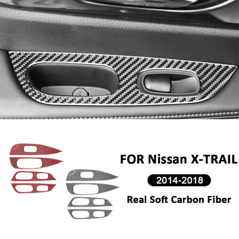Carbon Fiber SUV Car Door Armrest Window Lifter Control Panel Frame Decoration Sticker For Nissan X-TRAIL 2014-2018