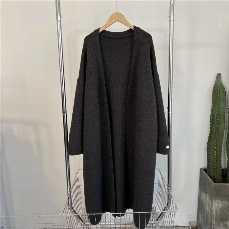 Lazy wind sweater loose knitted cardigan long cardigan jacket women's autumn and winter new thickened coat