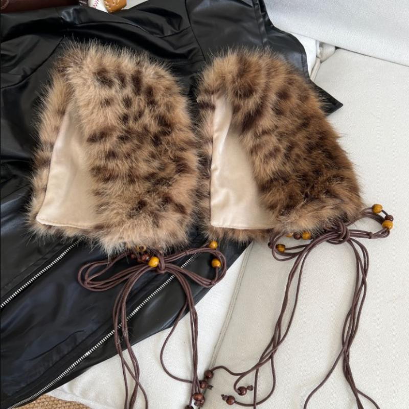 Y2K Leopard Furry Fur Belt Vintage Gothic Imitation Belts Sexy Hiphop Waistband Jeans Pants Decor Belt