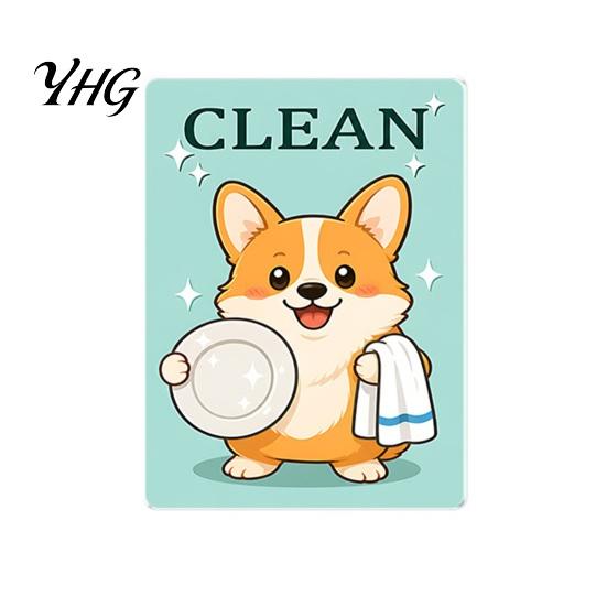 Animal Magnetic Decoration Clean Dirty Dishwasher Magnet, Acrylic Cartoon Sign, Decorative Kitchen Supplies Double-Sided & Magnet for Heavy Duty Sign