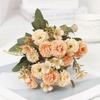 Bouquet di Fiori Artificiali Rosa e Viola, Garofano e Ortensia Finti in Seta per Decorazioni Casa e Matrimonio
