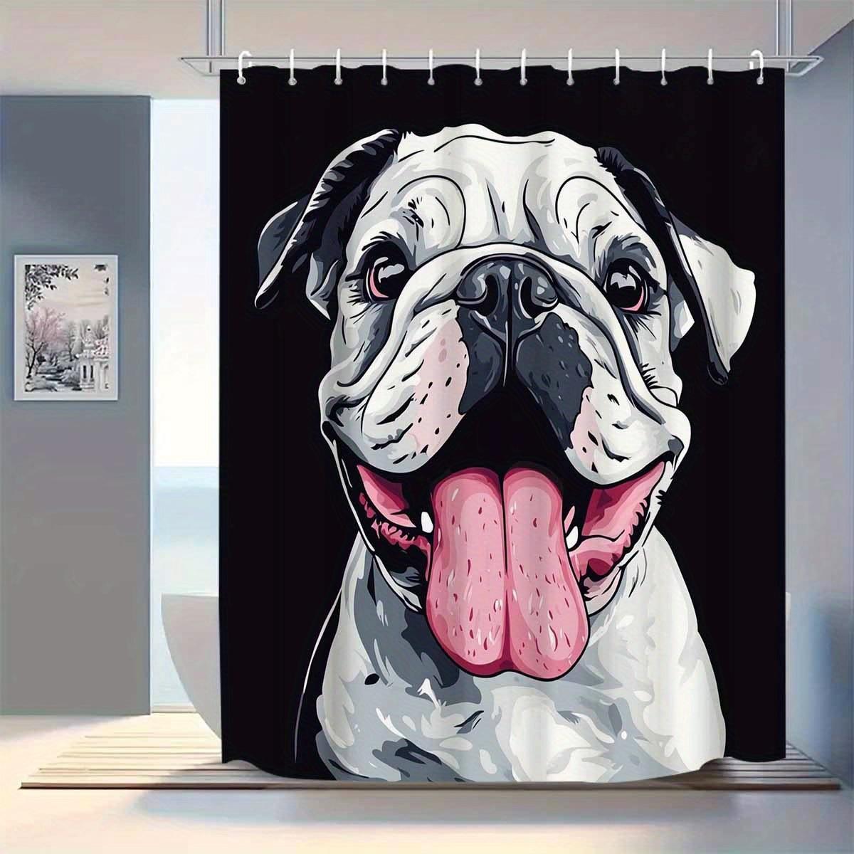 

1Pc Happy Puppy Shower Curtain With 12 Plastic Hooks - Polyester Fabric, Machine Washable, Cute Dog Design For Bathroom Decor W60H190(CM)-1 Pcs