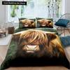 Highland Cow King Queen Duvet Cover Bull Bedding Set for Adults Cattle 2/3pcs Quilt Cover Farm Animal Polyester Comforter Cover