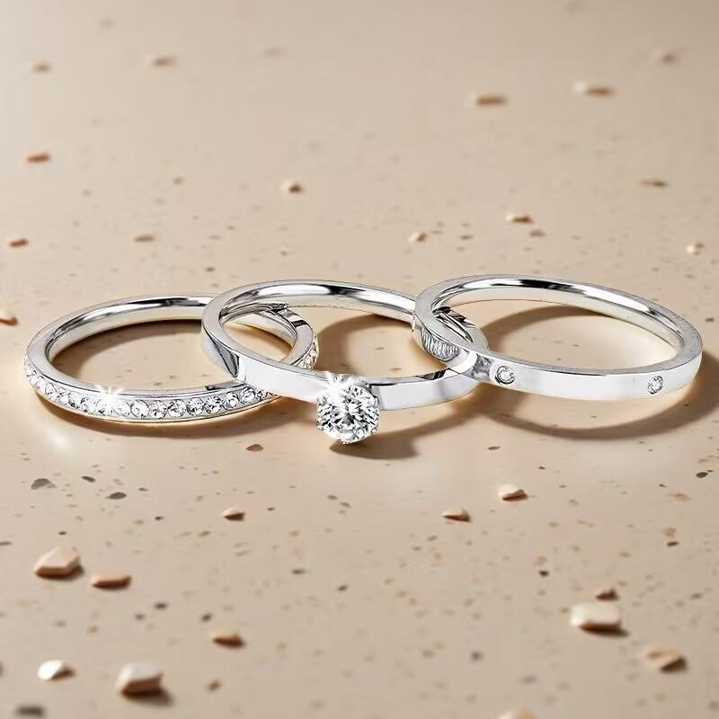 Niche Diamond-Set Titanium Steel Couple Ring - High-End Luxury Jewelry