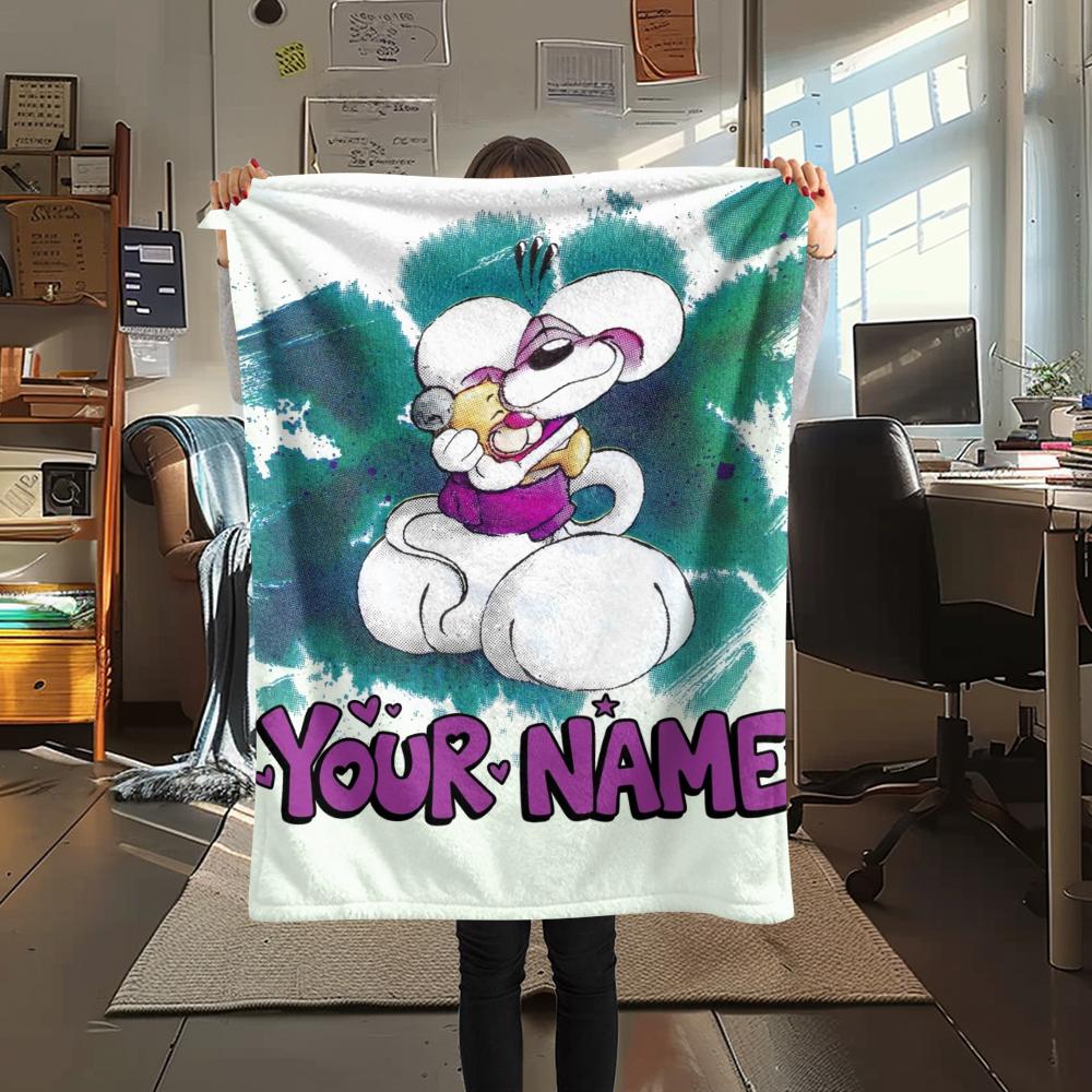 1PC Custom Name Diddl Patterned Flannel Blanket Suitable For All Seasons for Home Decor Warmth and Comfort Gifts Holiday Present
