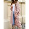 Large-sized Knitted Sweater, Autumn and Winter New Style Loose Pocket Solid Color Long Cardigan for Women