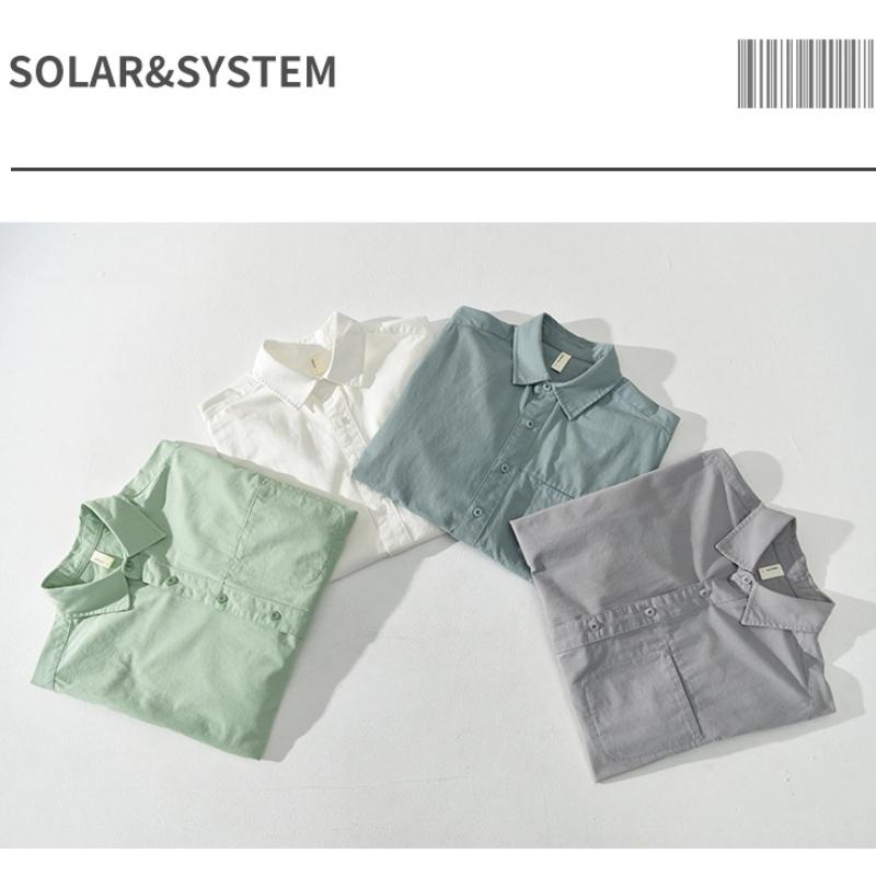 Japanese Style Cargo Mens Long Sleeved Shirts Spring and Autumn Casual Shirt Pocket Pure Cotton Button Shirt Daily Loose Top