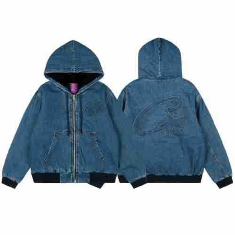 Corteiz Streetwear Hooded Jacket Loose Fit Casual Letter Print Zip Coat Young Men Winter