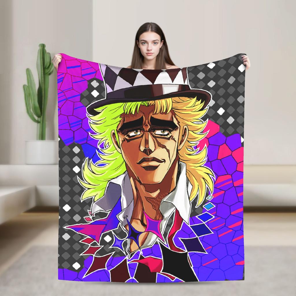 Stardust Crusaders Blankets Bizarre Adventure Flannel Throw Blanket Airplane Travel Printed Ultra-Soft Warm Bedspreads