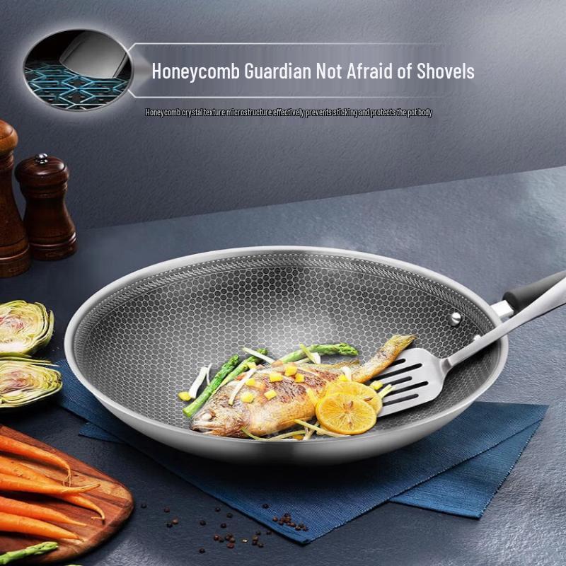 Supor Crystal Diamond Honeycomb Stainless Steel Wok