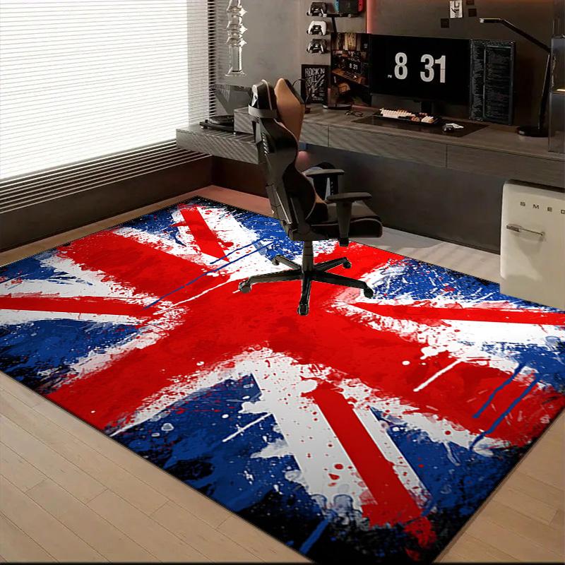 British Flag Artwork Rug Office Floor Mat - Machine Washable for Bedroom, bedroom, livingroom, Room Decor Fan Gifts Christmas
