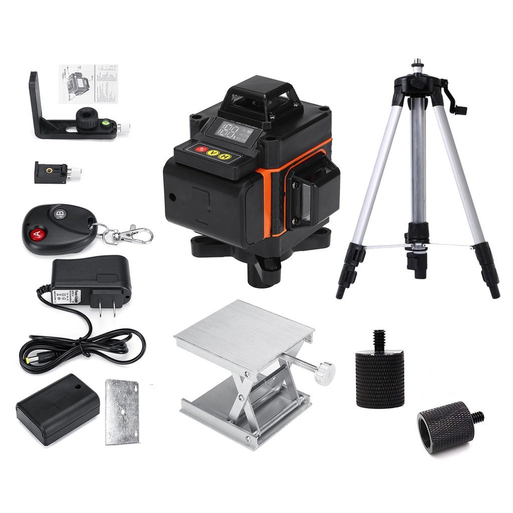 16 Lines 360° Rotary Horizontal Vertical Cross Remote Green Light LED Display Auto Self Leveling 4D Measure Laser Level