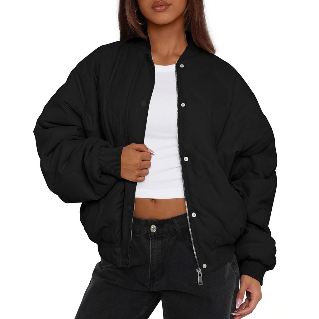 Women's Fashionable Oversized Solid-Color Top Casual Long-Sleeve Jacket