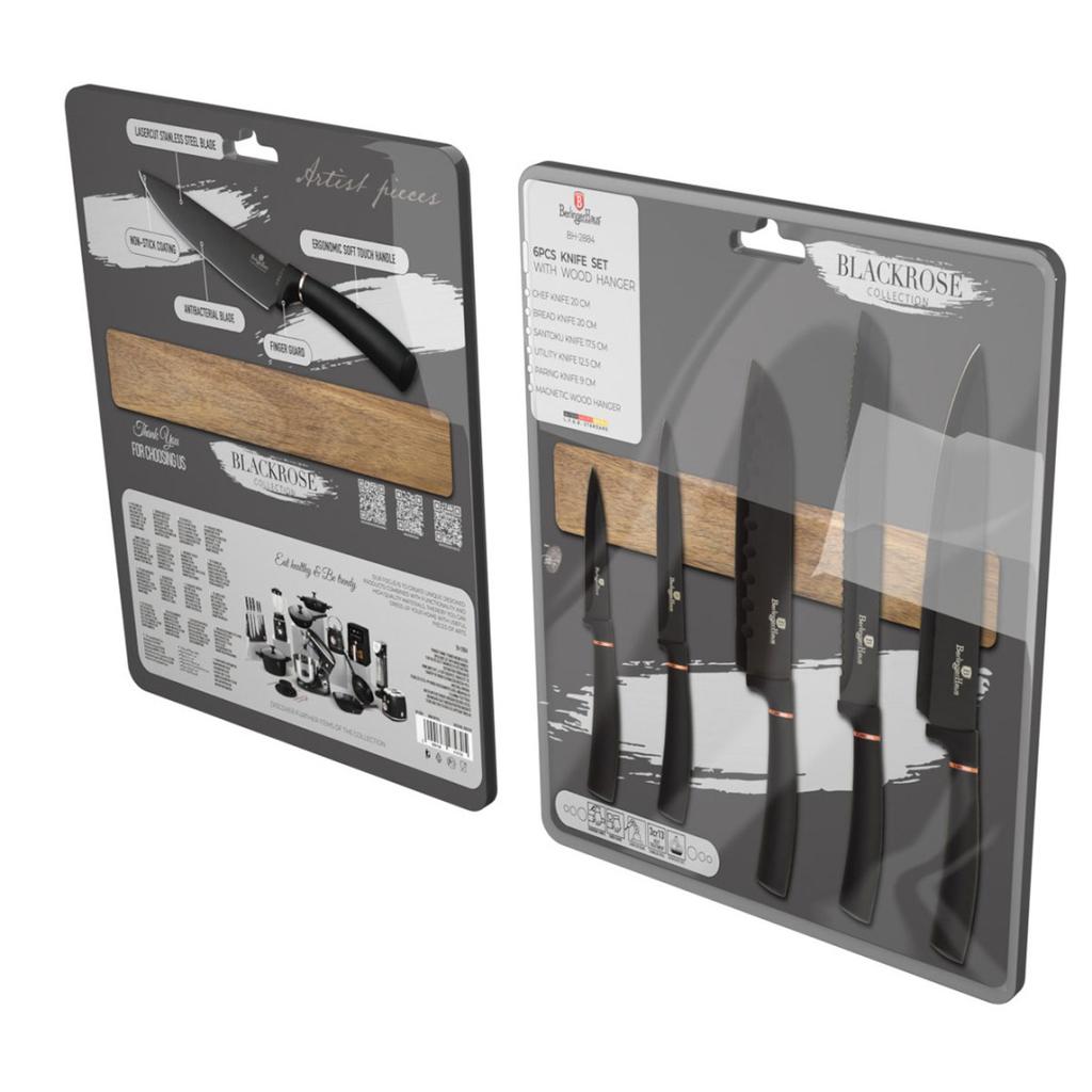 Set Of 5 Kitchen Knives With Blade Berlinger Haus Bh-2884 Black Rose