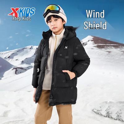 Kids' Wind Shield Double Warmth Mid-Length Down Jacket