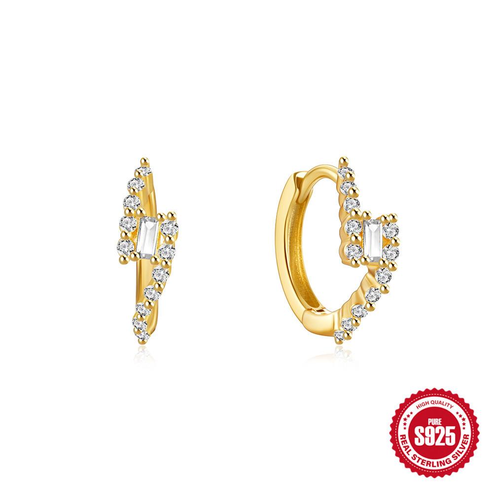 S925 Sterling Silver Geometric Diamond Earrings Ear Buckles Trendy Creative Ins Wind Earrings Earrings