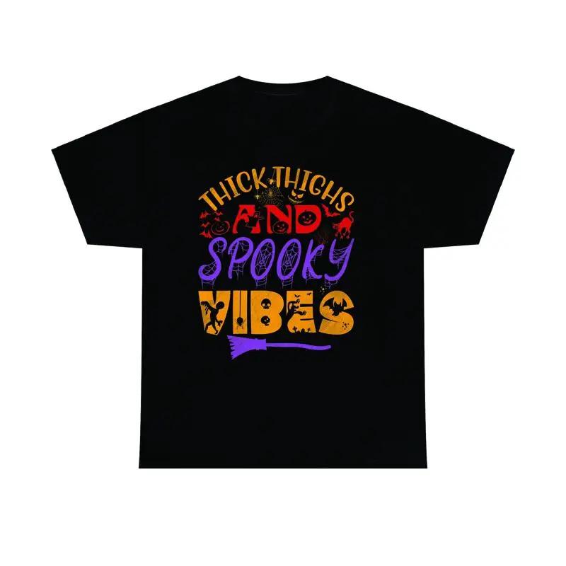 Thick Thighs Halloween T Shirt Boo Tiful Spooky Vibes Top