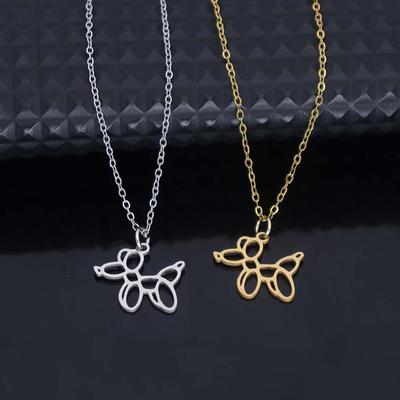 Trendy Stainless Steel Cartoon Dog Pendant Necklace for Women - Animal Pendant Clavicle Chain