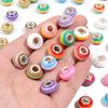 20pcs 14x8.5mm Resin Beads Rainbow Stripe Flat Round Big Hole Loose Beads For Jewelry Making DIY Bracelets Necklace Accessories