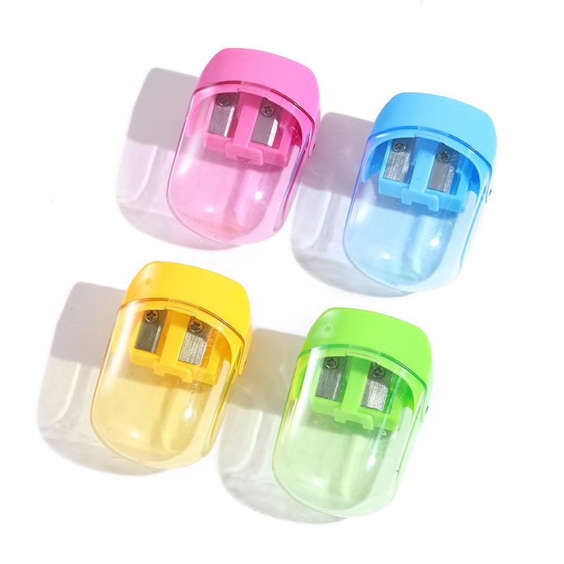 Double Hole Plastic Pencil Sharpener Kids Manual Stationery School Supplies