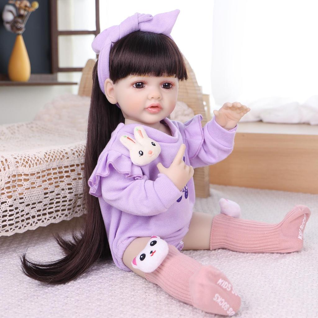 55cm Realistic Reborn Girl Doll Full Silicone Vinyl Realistic Princess Babies Dolls Kids Christmas Halloween Decoration Gifts