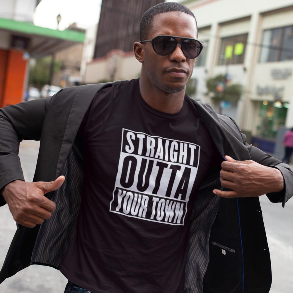 ПРЯМО ИЗ «ВАШЕГО ГОРОДА» - ПЕРСОНАЛИЗИРОВАННАЯ ФУТБОЛКА (Город NWA не Комптон Любовь Рэп) Футболка Unisex XXXXL