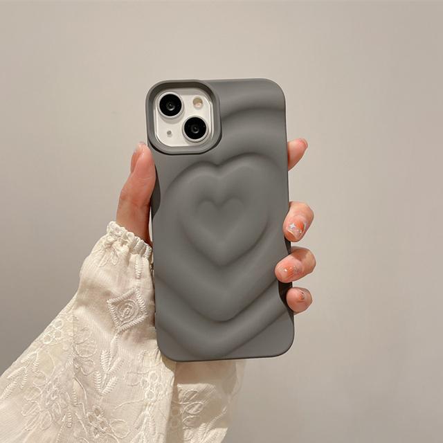 

Модний 3d плісирований чохол із водяним хвильовим серцем для Iphone 13 14 11 12 Pro Max Чохли М’яка матова силіконова протиударна накладка for iphone14 (6.1 ) сірий колір
