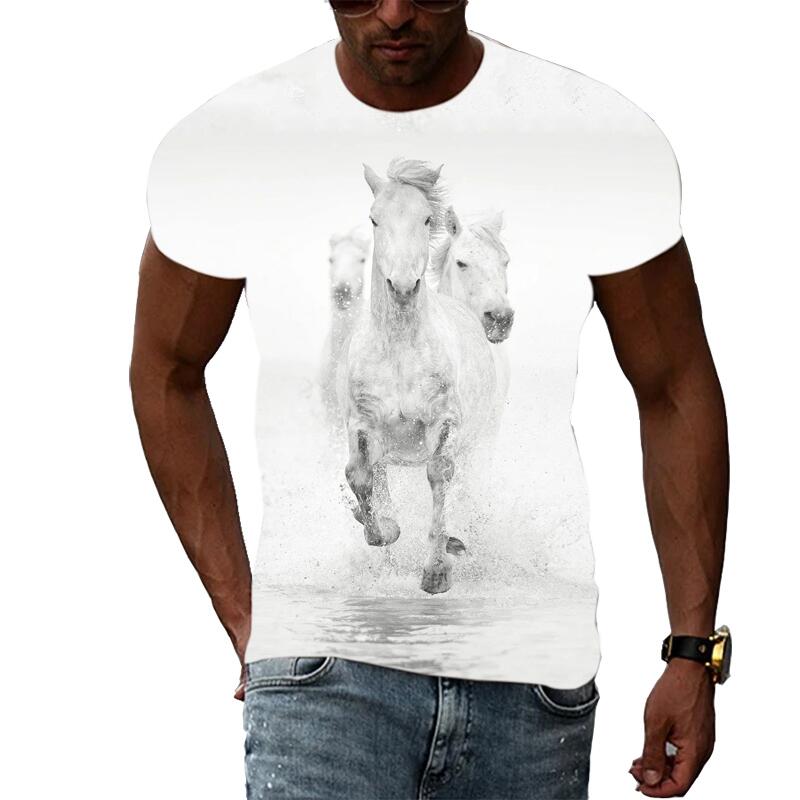 Summer Fashion Graphic Animal Horse T Shirts For Men Casual 3D Print Tee Hip Hop Harajuku Personality Round Neck Short Sleeve