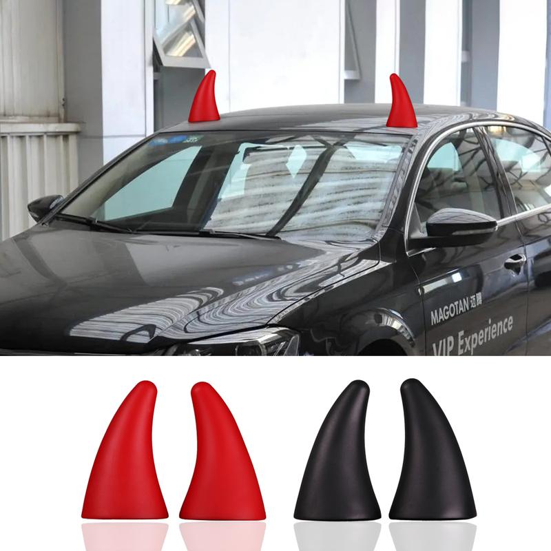 2PCS 3D Devil Horn Car Roof Decoration Stereo Bumper Hood Stickers Car Helmet Sticker Decal for Halloween Ornament Bull Horn