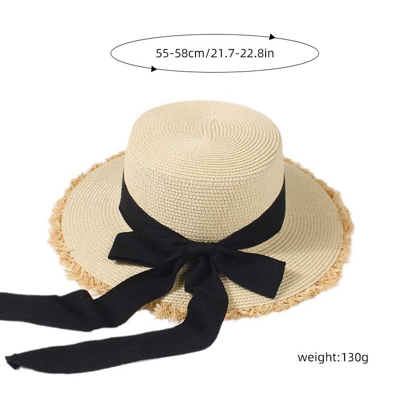 Fiocco Coreano Cappello di Paglia da Donna Estivo Protezione Solare Cappello da Pescatore a Tesa Larga Dama Ragazza Spiaggia Viaggio Visiere Parasole Cappelli Panama
