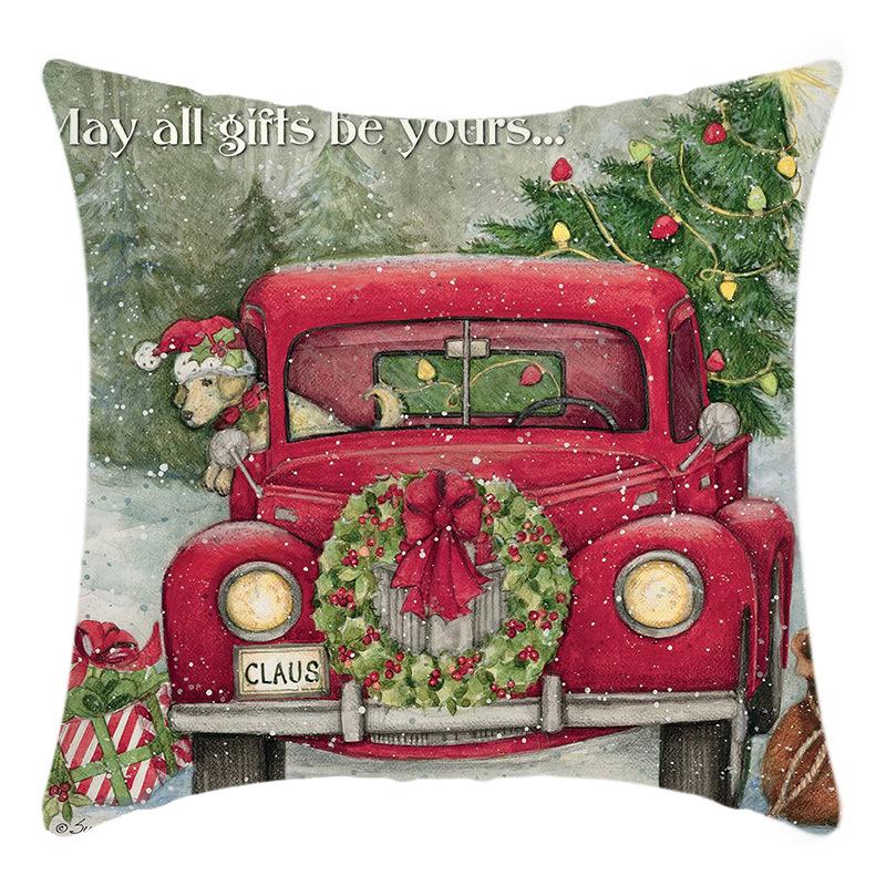 New Christmas Pillowcase Santa Claus Snowman Print Elk House Decoration Festive Pillowcase