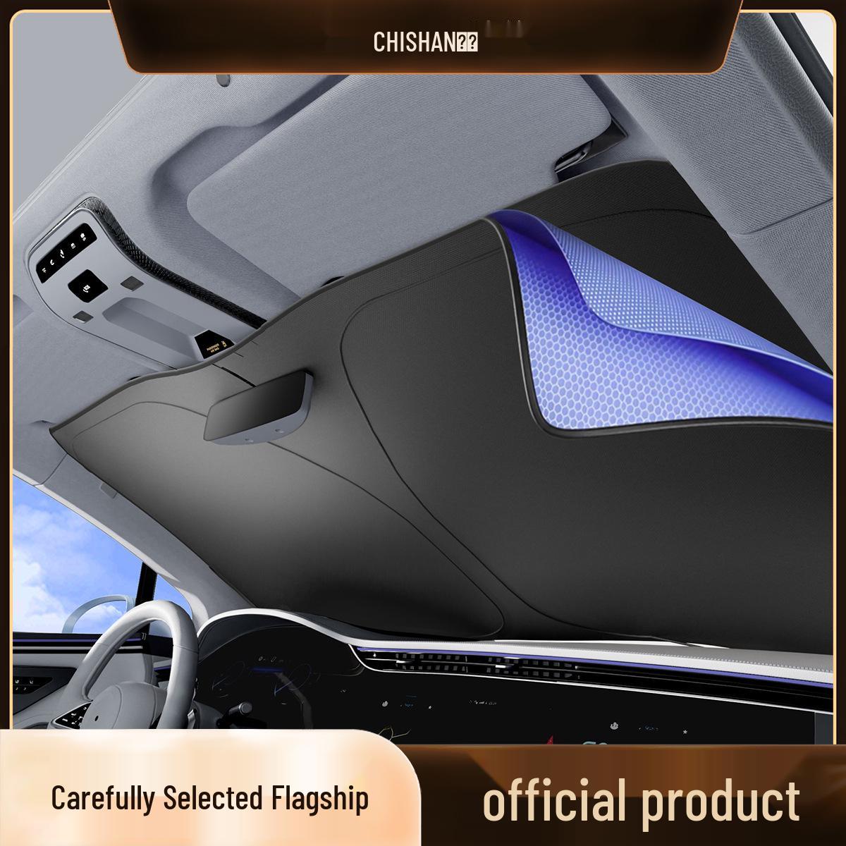 Premium Black Vinyl Oxford Cloth Car Sunshade - Thick Heat Insulation & Sun Protection Sun Visor Umbrella