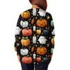 Women's Casual Fashion Long Sleeve Standing Collar Single Breasted Halloween Printed Workwear Jacket Tops